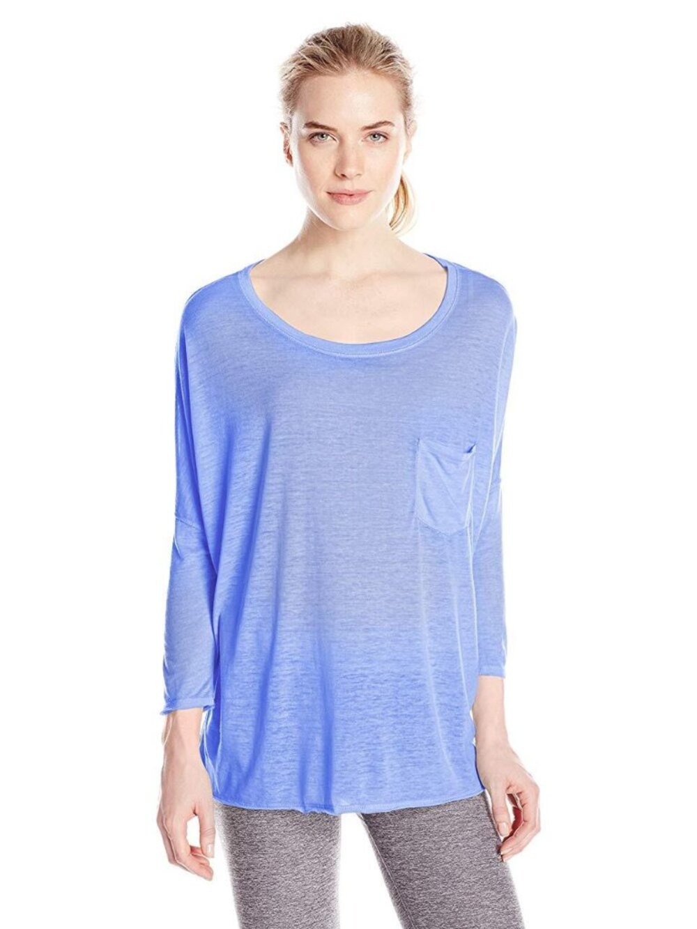 Calvin Klein Womens Performance Three Quarter Sleeve High Low T-Shirt